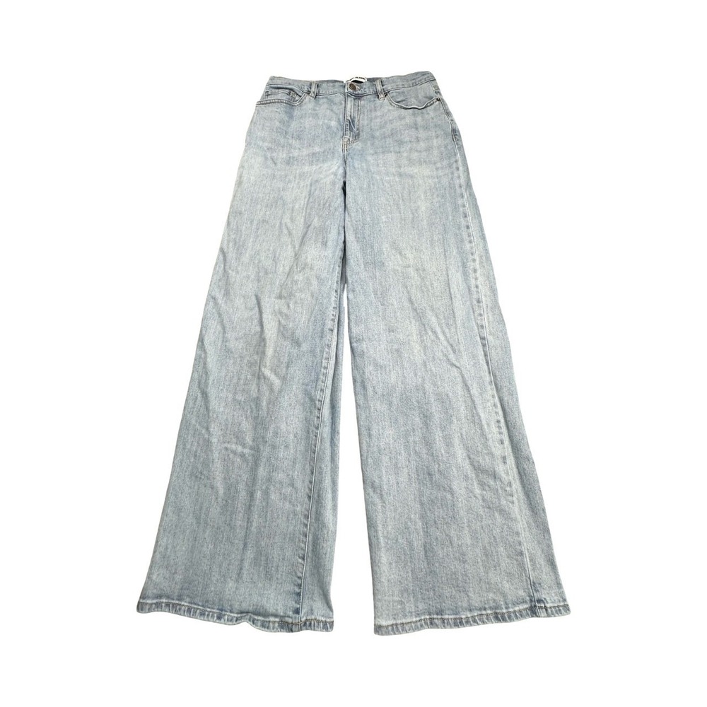 DKNY Jeans Womens 31 Light Blue Houston High Rise Wide Leg Tall Stretch Denim‎